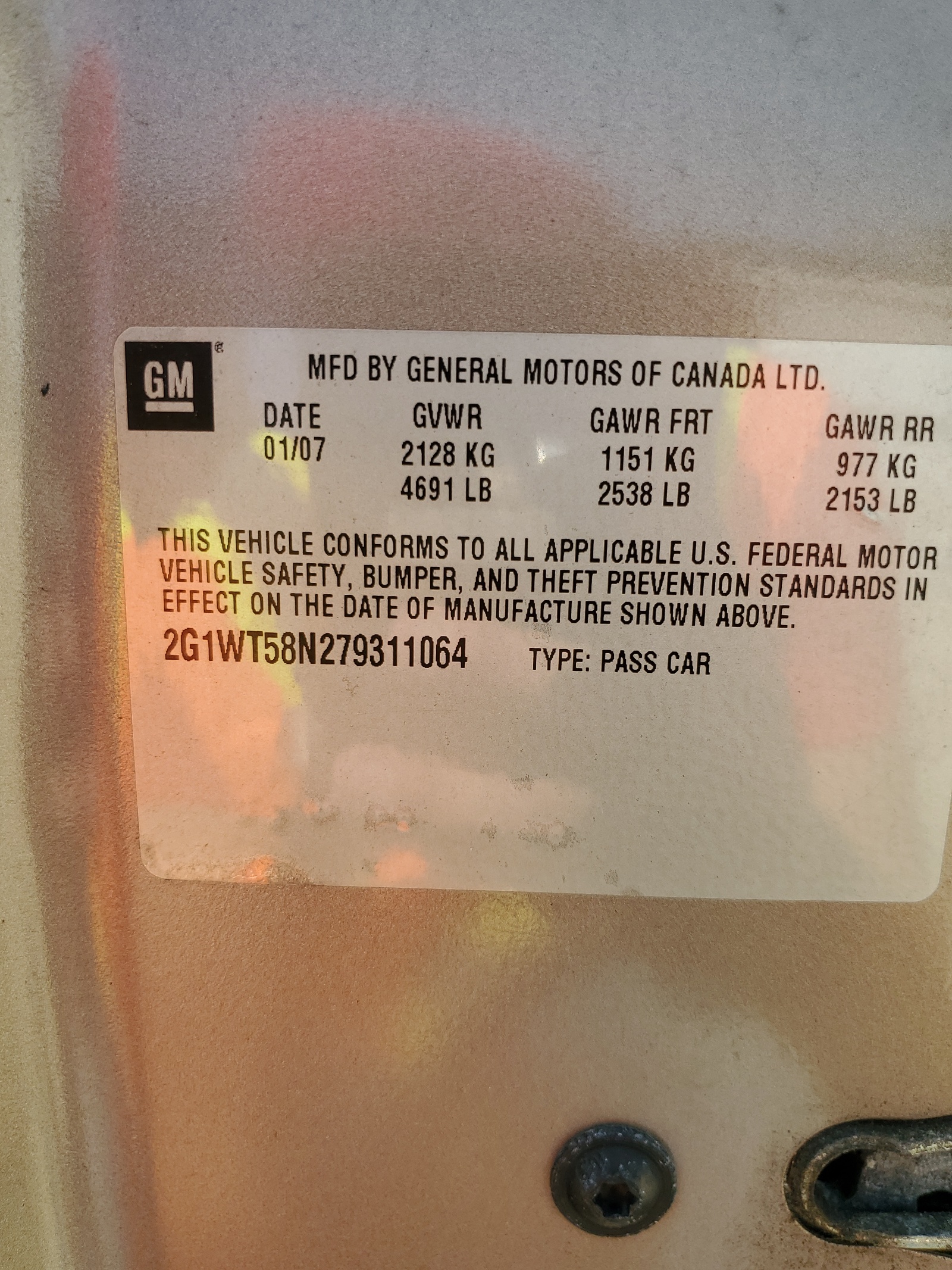 2G1WT58N279311064 2007 Chevrolet Impala Lt