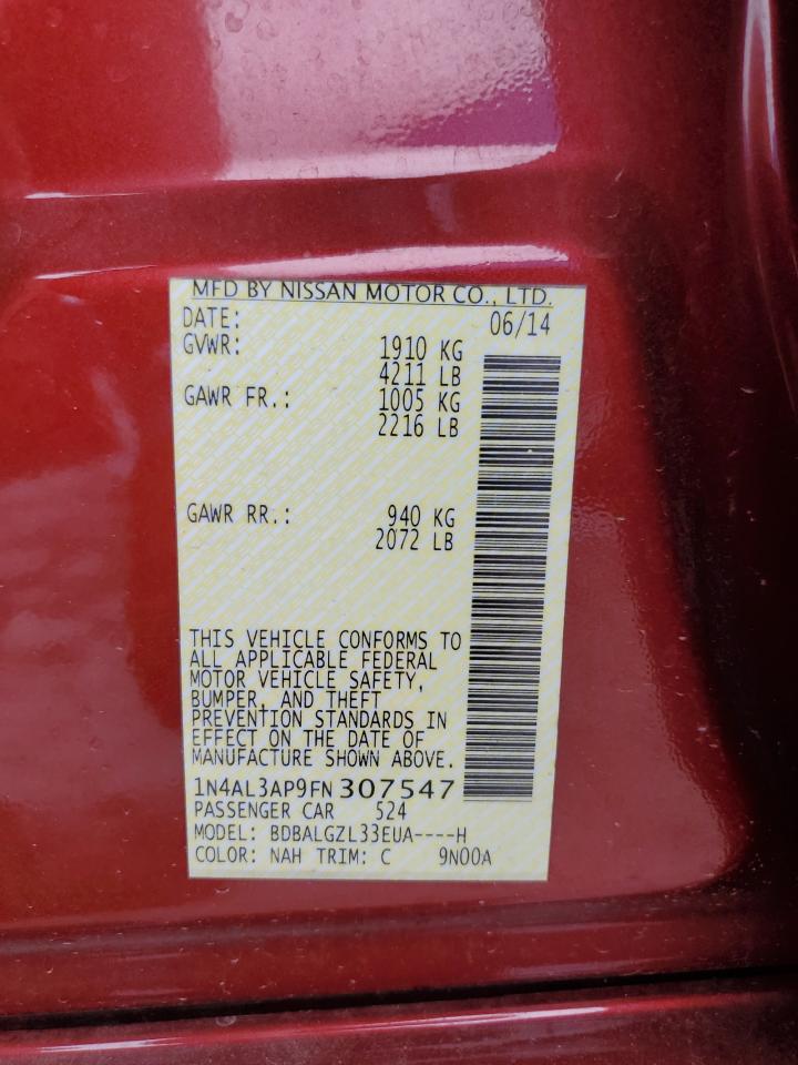 2015 Nissan Altima 2.5 VIN: 1N4AL3AP9FN307547 Lot: 66130574