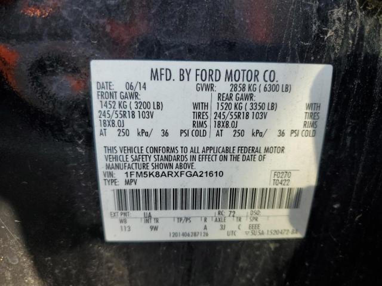 2015 Ford Explorer Police Interceptor VIN: 1FM5K8ARXFGA21610 Lot: 66902654