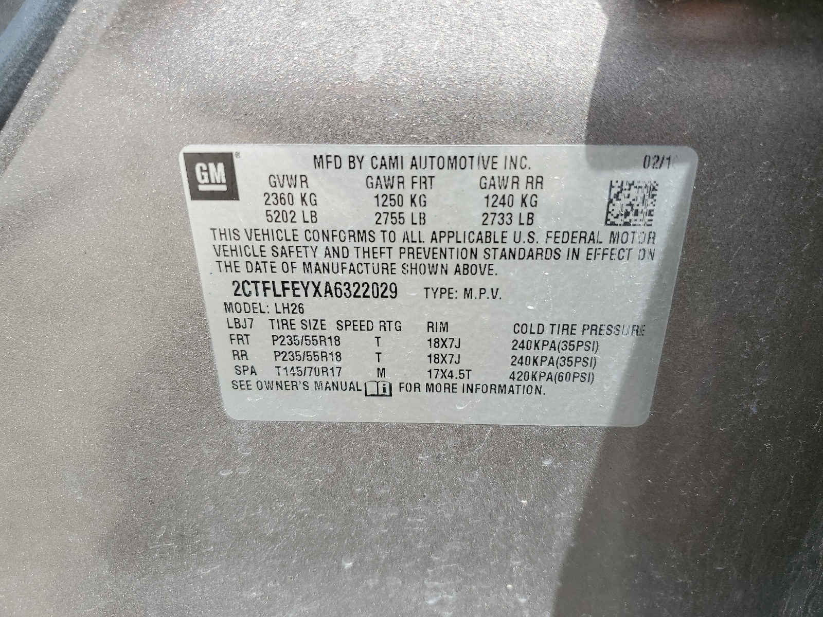 2CTFLFEYXA6322029 2010 GMC Terrain Slt