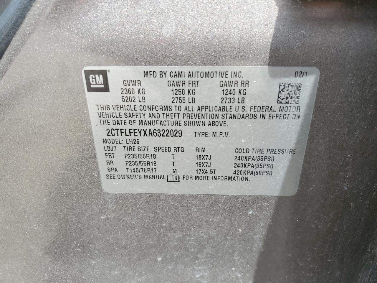 2010 GMC Terrain Slt VIN: 2CTFLFEYXA6322029 Lot: 67602034