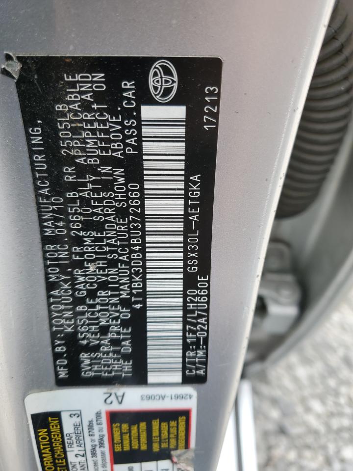 2011 Toyota Avalon Base VIN: 4T1BK3DB4BU372660 Lot: 66815184