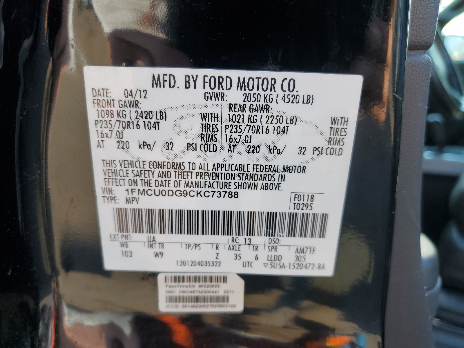 1FMCU0DG9CKC73788 2012 Ford Escape Xlt