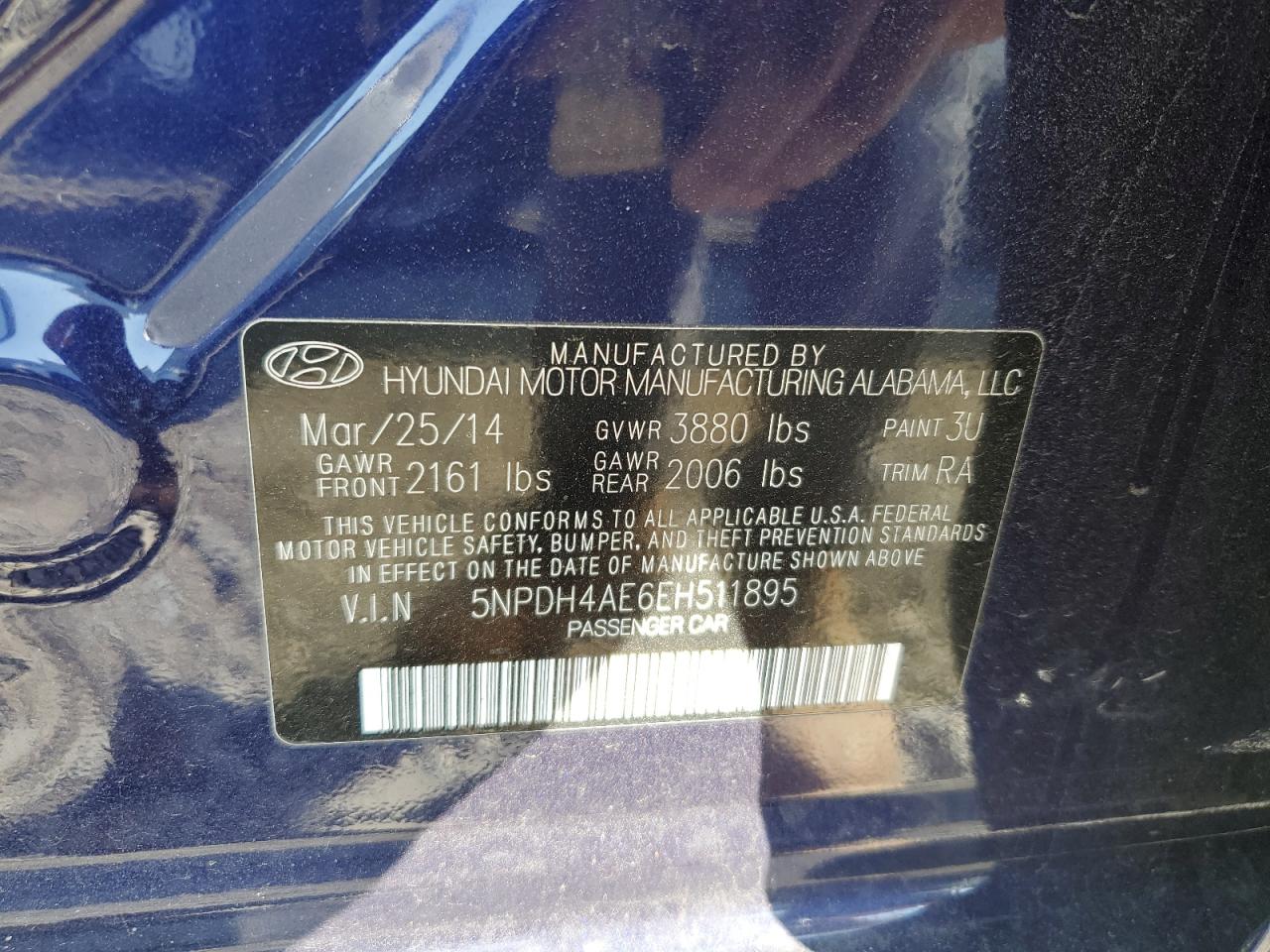 5NPDH4AE6EH511895 2014 Hyundai Elantra Se