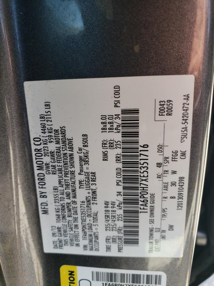 1FA6P0H7XE5351716 2014 Ford Fusion Se