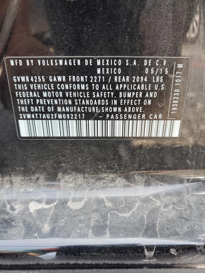 2015 Volkswagen Gti VIN: 3VW4T7AU2FM092217 Lot: 66910744
