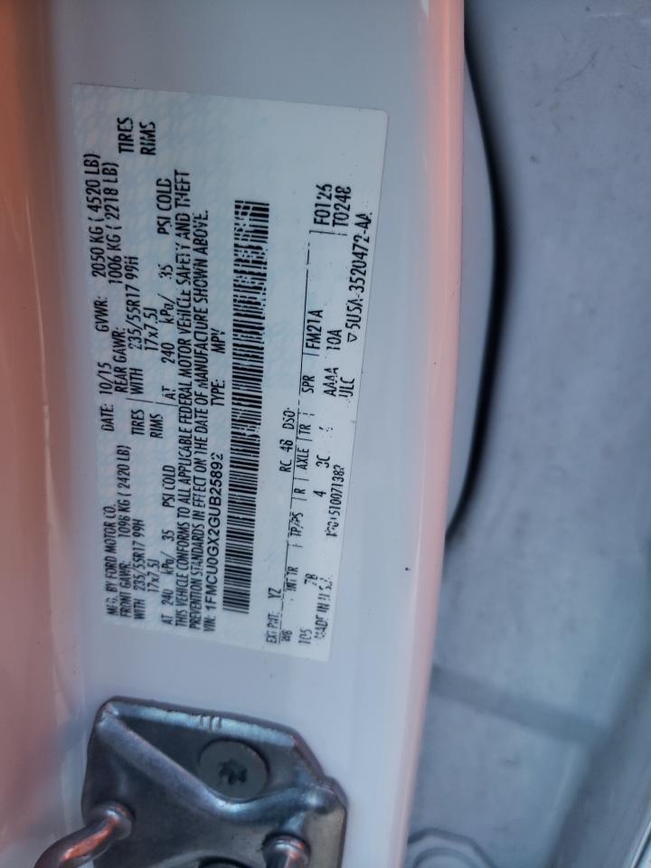 2016 Ford Escape Se VIN: 1FMCU0GX2GUB25892 Lot: 66822654