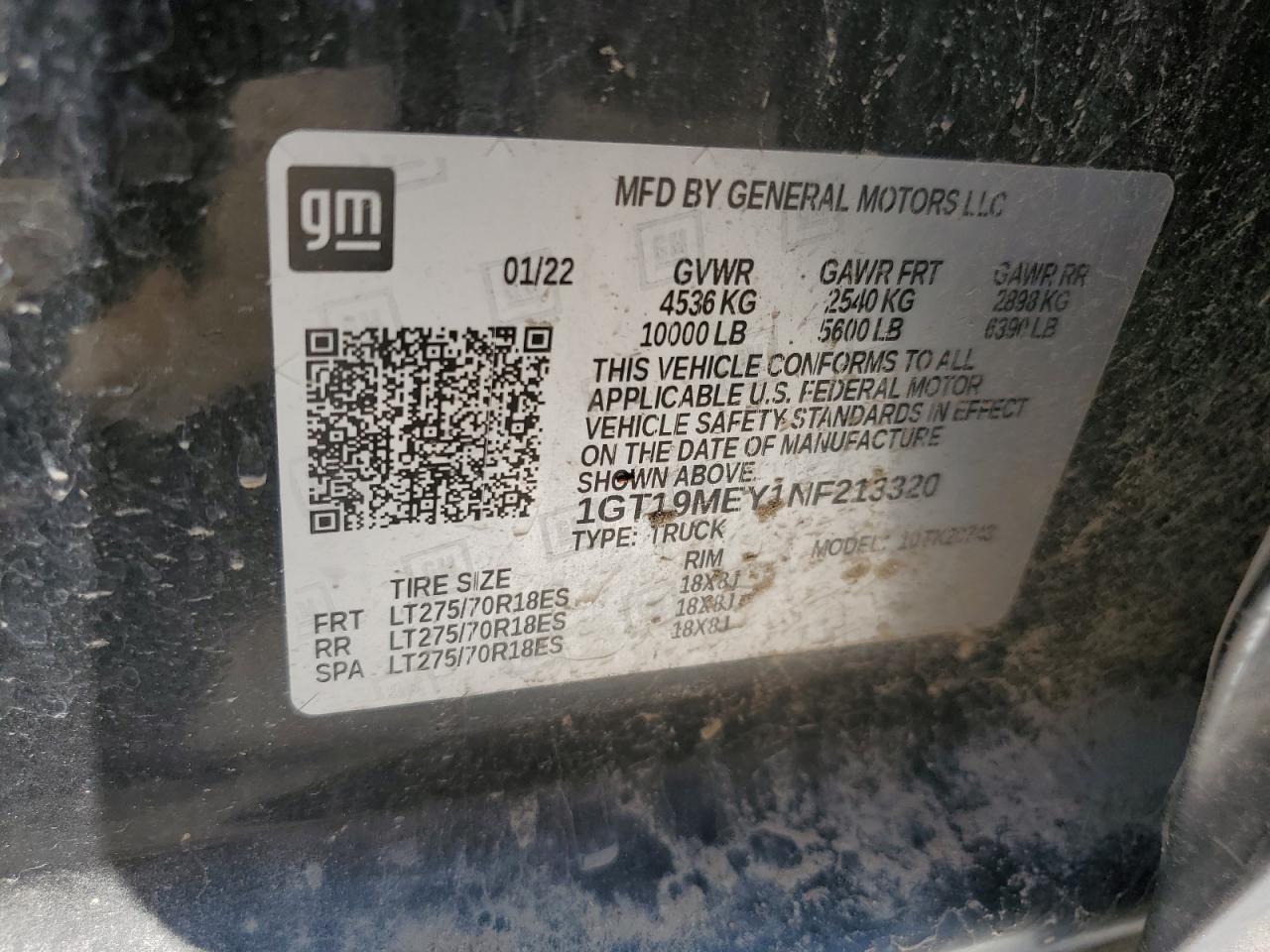 1GT19MEY1NF213320 2022 GMC Sierra K2500 Sle