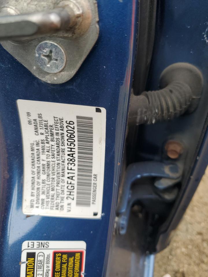 2010 Honda Civic Vp VIN: 2HGFA1F38AH506026 Lot: 66179294