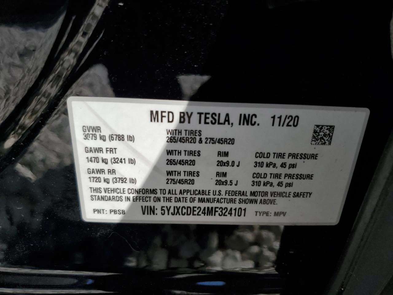 2021 Tesla Model X VIN: 5YJXCDE24MF324101 Lot: 67873124