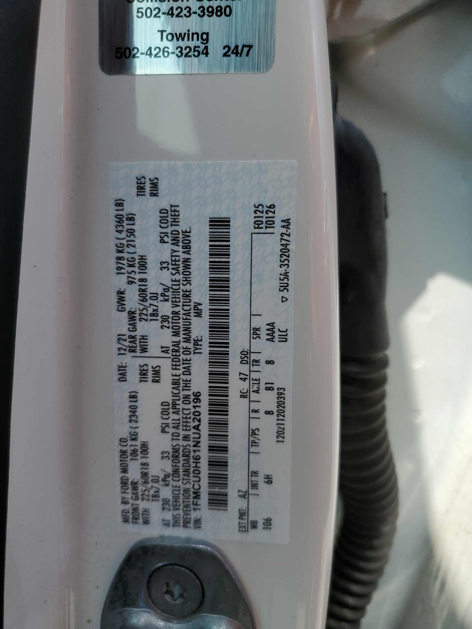 1FMCU0H61NUA20196 2022 Ford Escape Sel