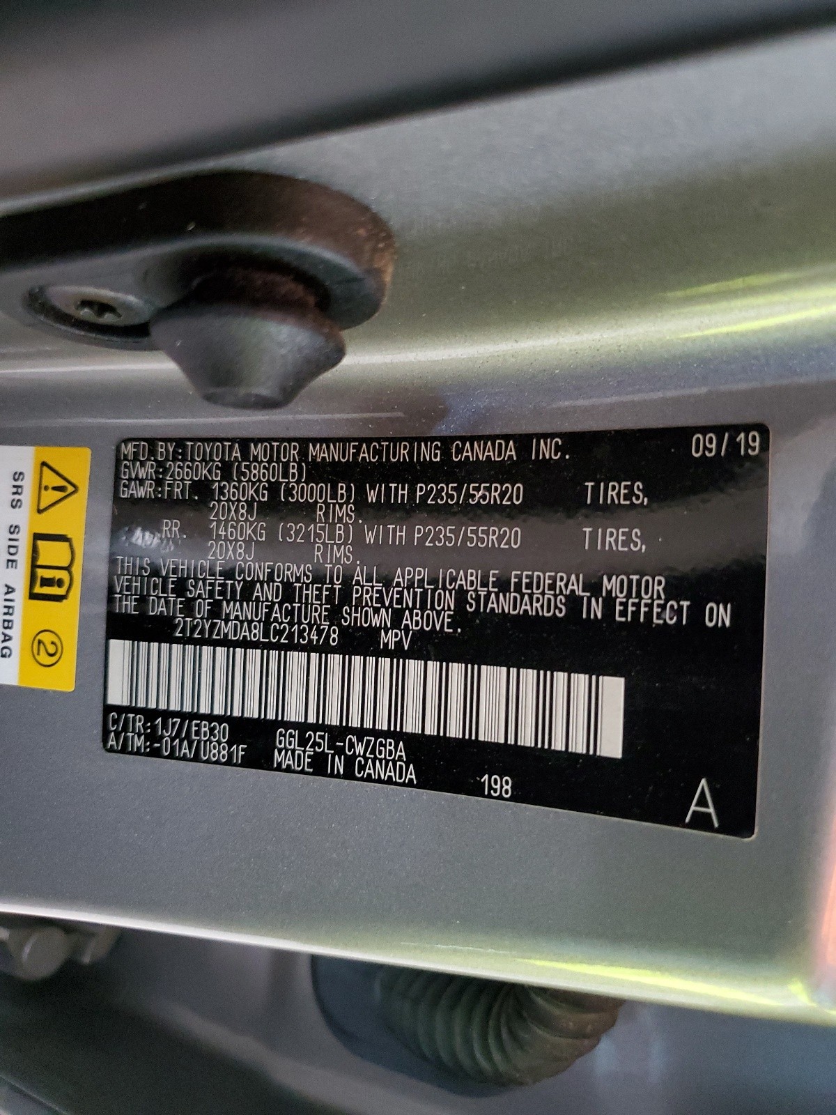 2T2YZMDA8LC213478 2020 Lexus Rx 350 F Sport