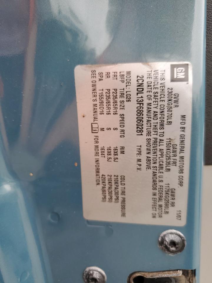 2008 Chevrolet Equinox Ls VIN: 2CNDL13F686060281 Lot: 66481814