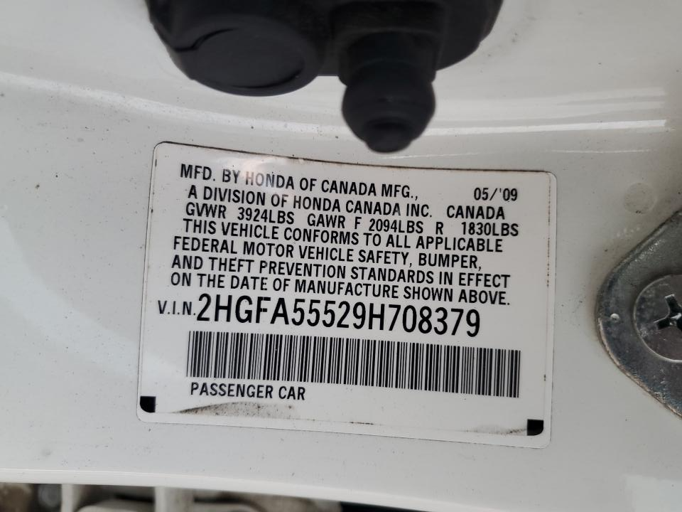 2HGFA55529H708379 2009 Honda Civic Si