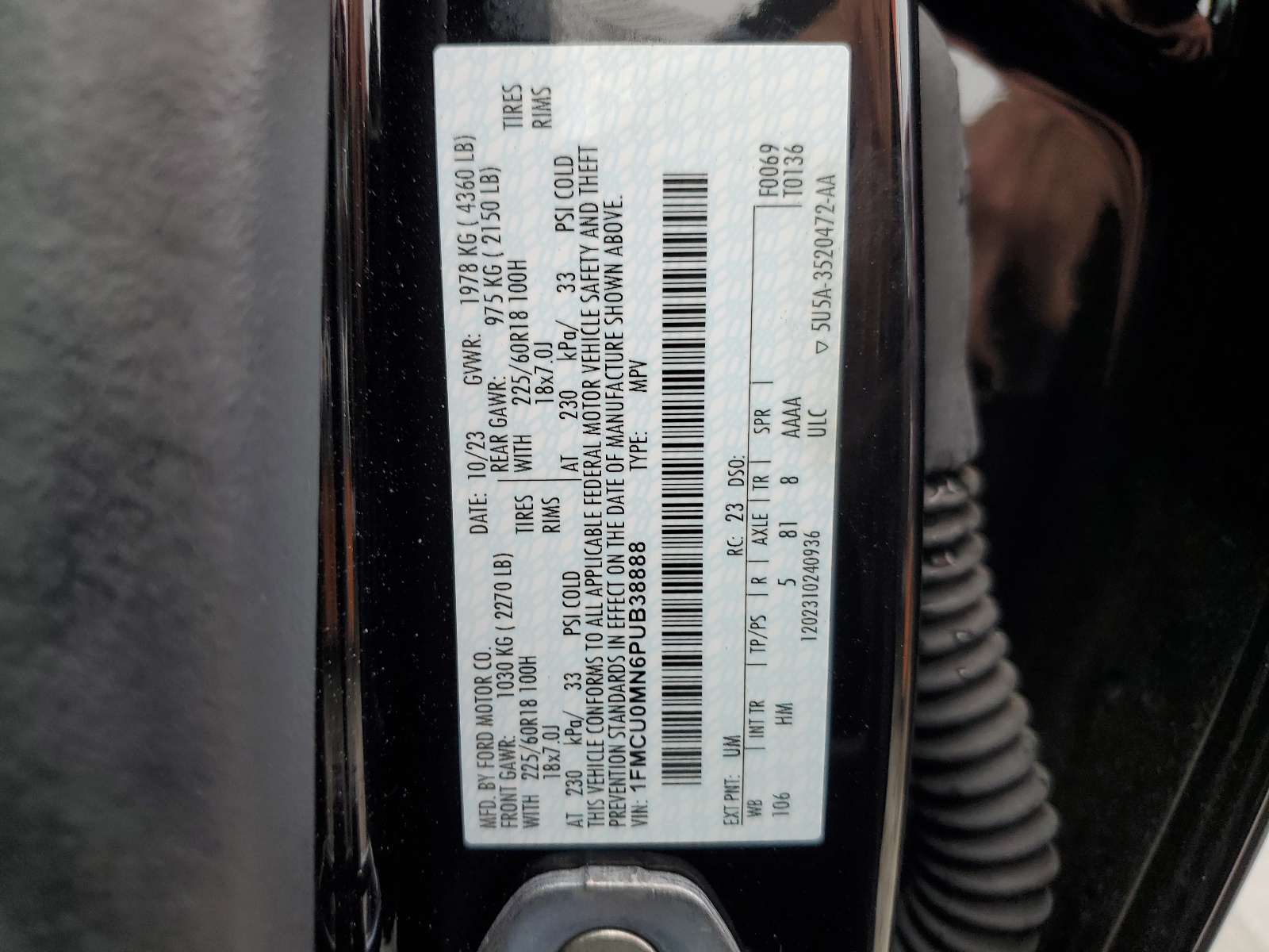 1FMCU0MN6PUB38888 2023 Ford Escape St Line