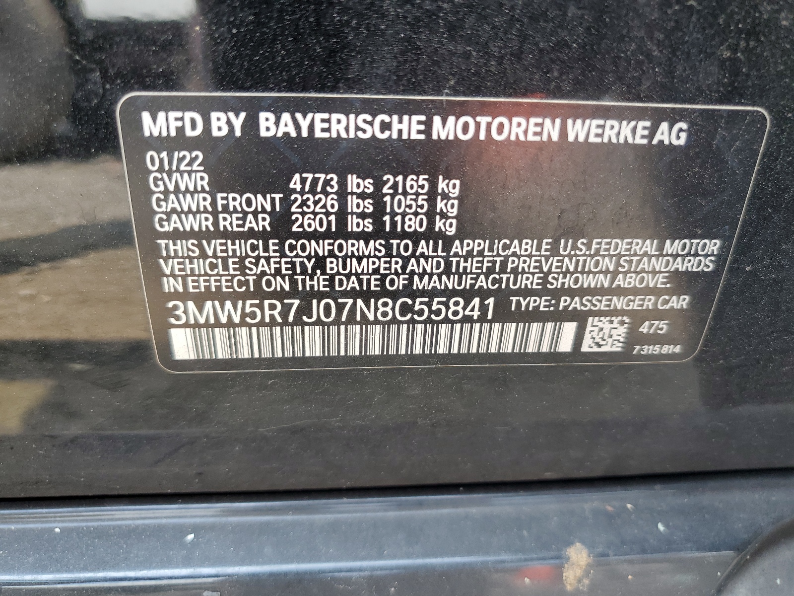 3MW5R7J07N8C55841 2022 BMW 330Xi