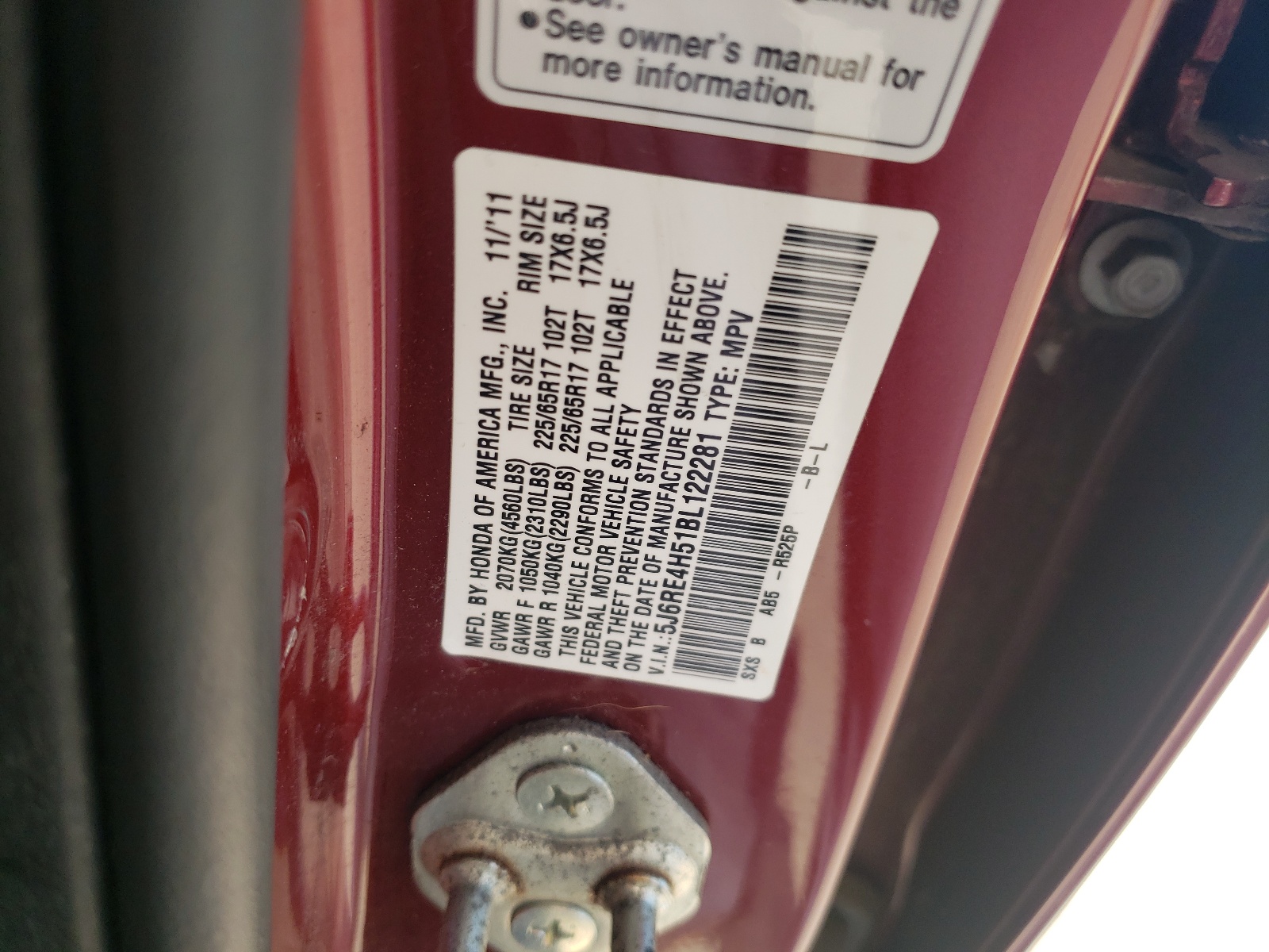 5J6RE4H51BL122281 2011 Honda Cr-V Ex