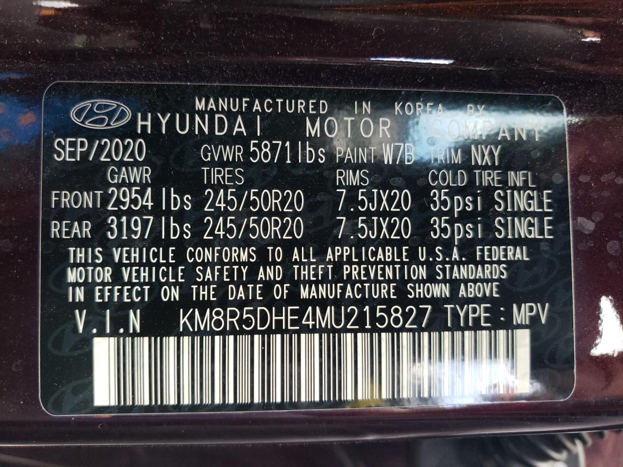 2021 Hyundai Palisade Limited VIN: KM8R5DHE4MU215827 Lot: 68151144