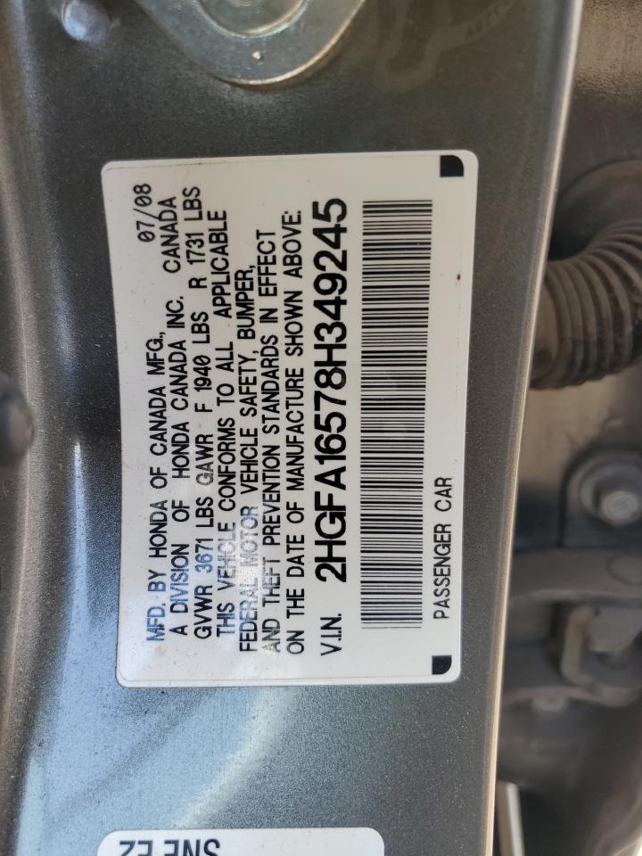 2008 Honda Civic Lx VIN: 2HGFA16578H349245 Lot: 66872874