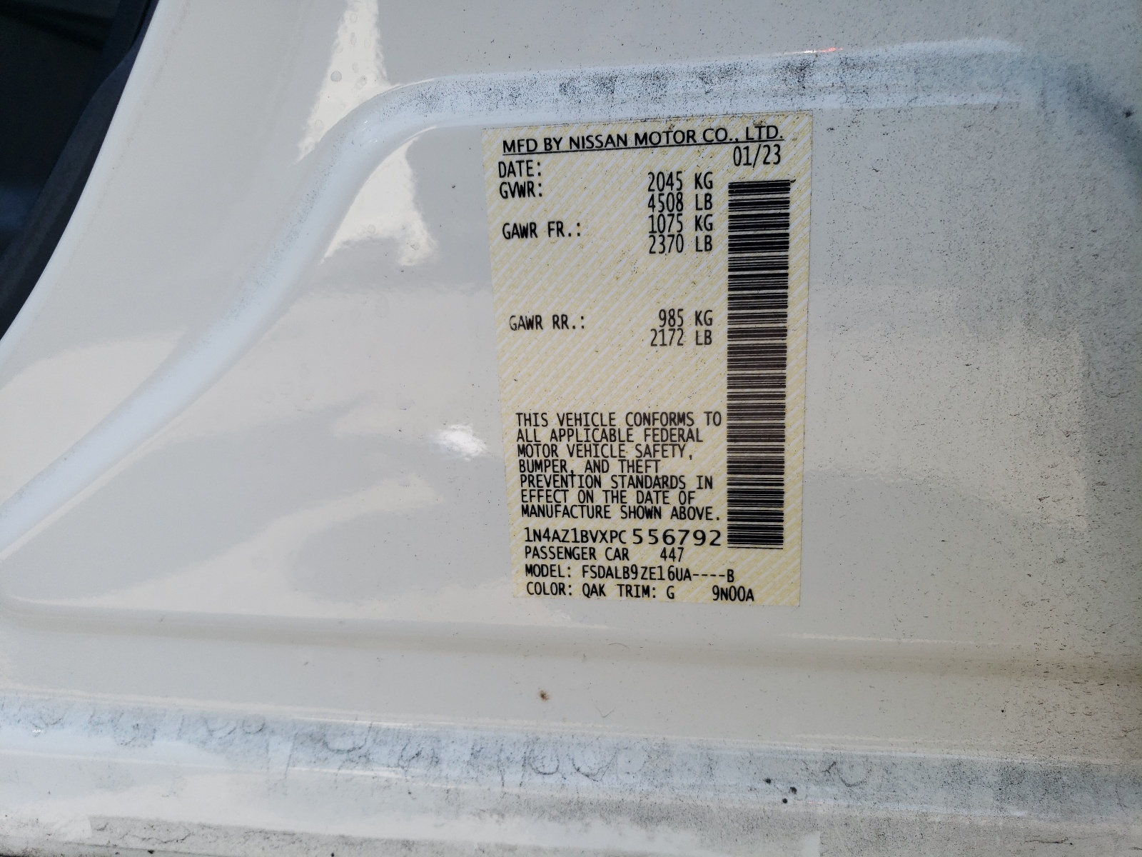 1N4AZ1BVXPC556792 2023 Nissan Leaf S