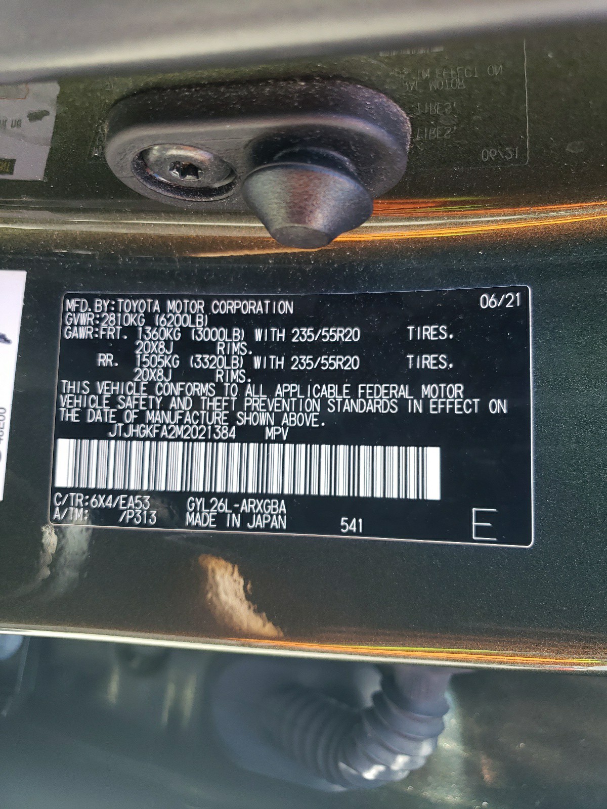 JTJHGKFA2M2021384 2021 Lexus Rx 450H L