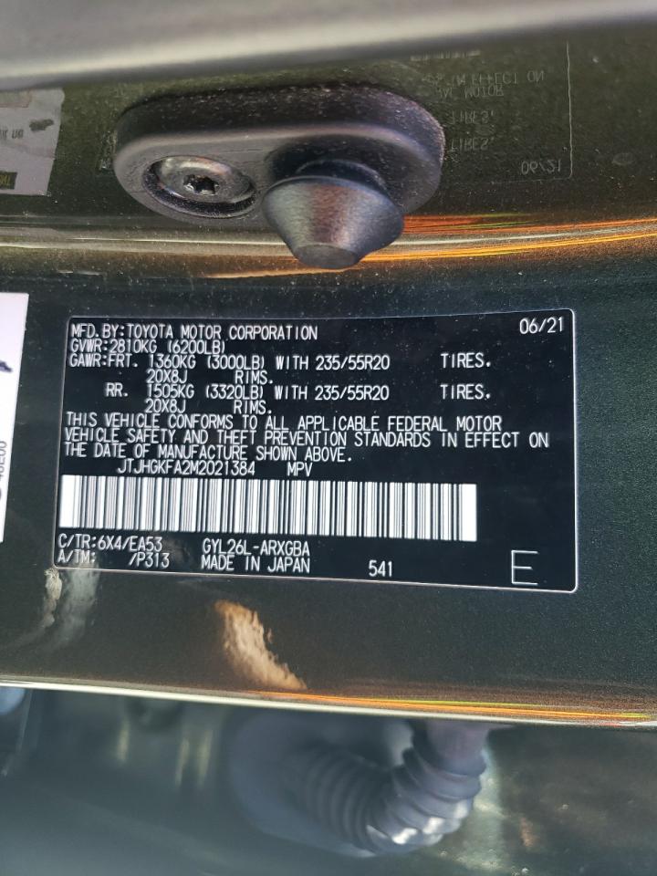 2021 Lexus Rx 450H L VIN: JTJHGKFA2M2021384 Lot: 67978964