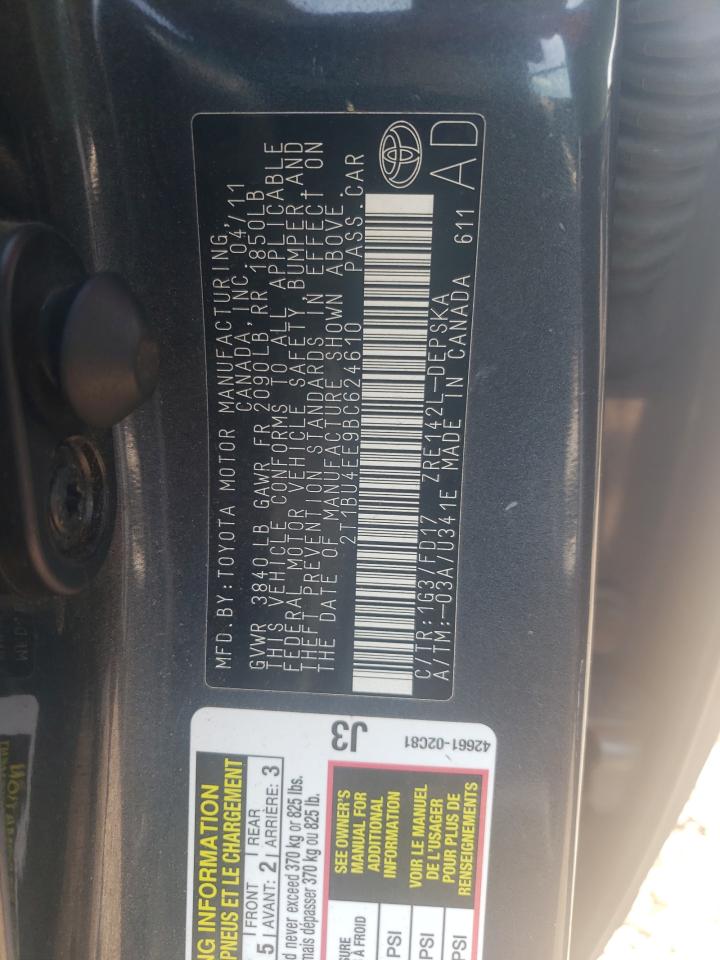 2T1BU4EE9BC624610 2011 Toyota Corolla Base