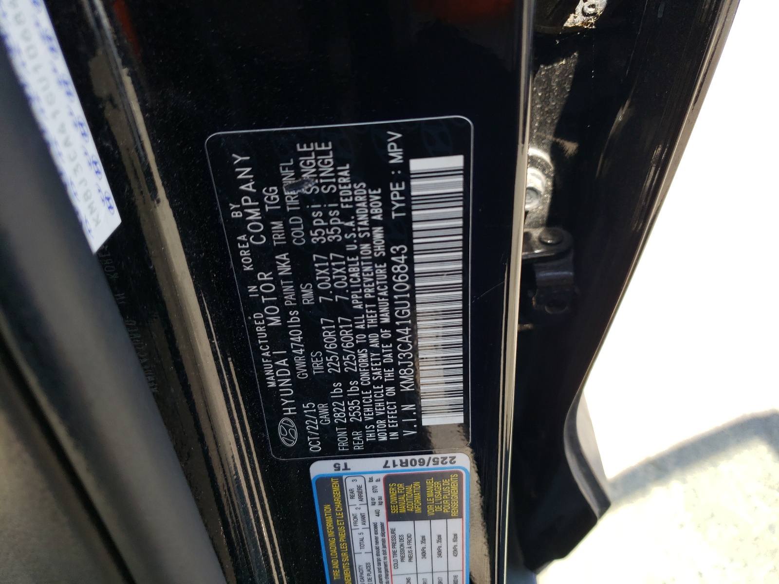 KM8J3CA41GU106843 2016 Hyundai Tucson Limited