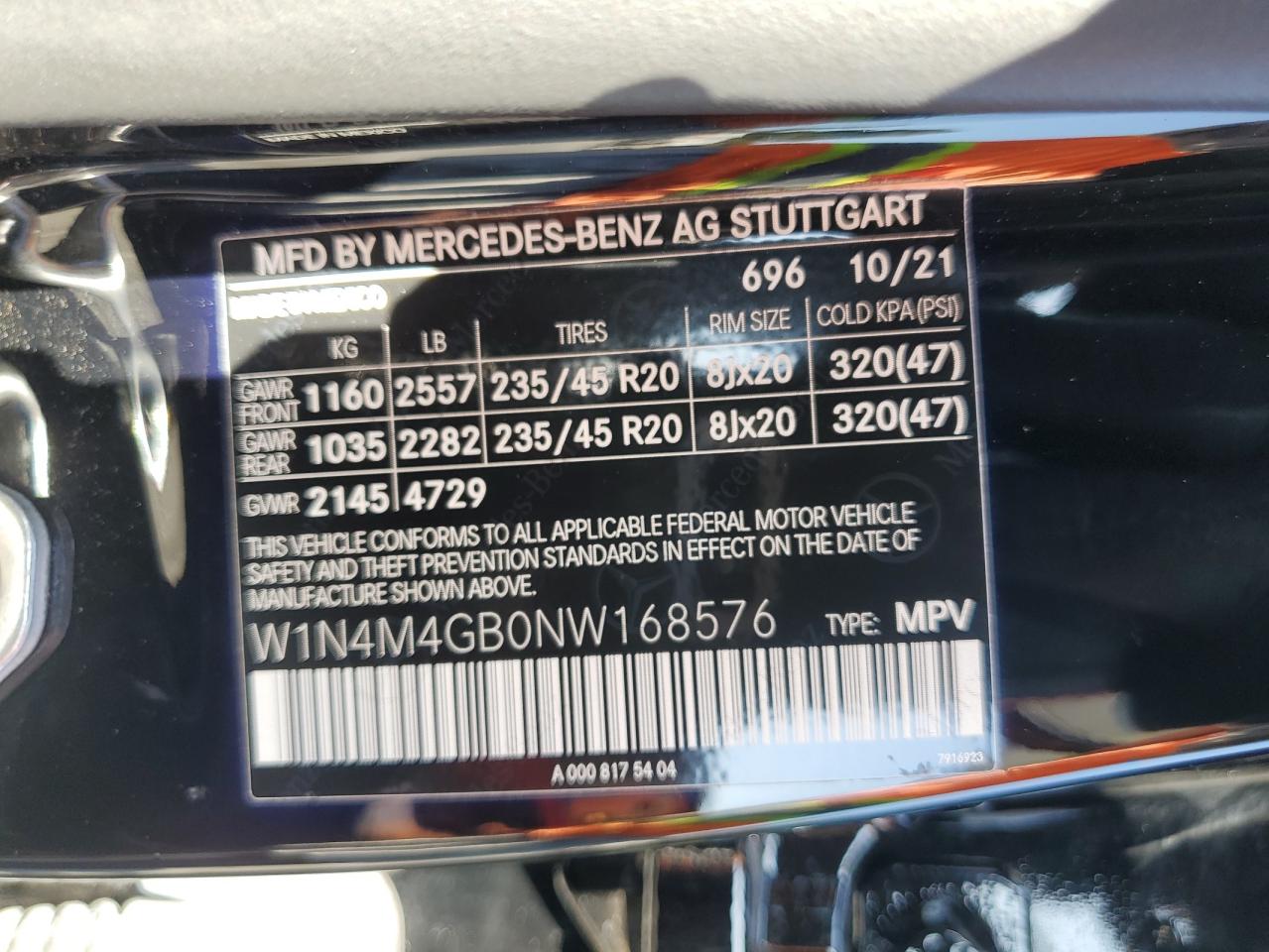 2022 Mercedes-Benz Glb 250 VIN: W1N4M4GB0NW168576 Lot: 66501734