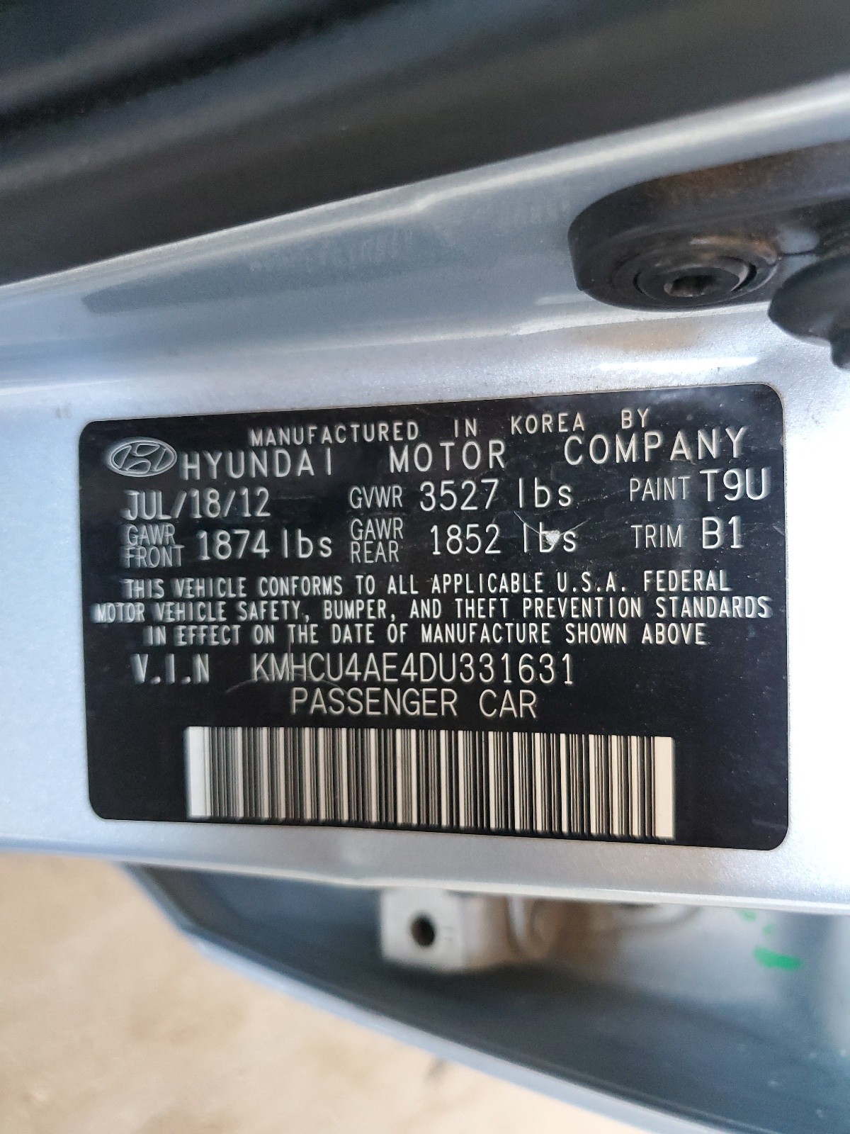 KMHCU4AE4DU331631 2013 Hyundai Accent Gls