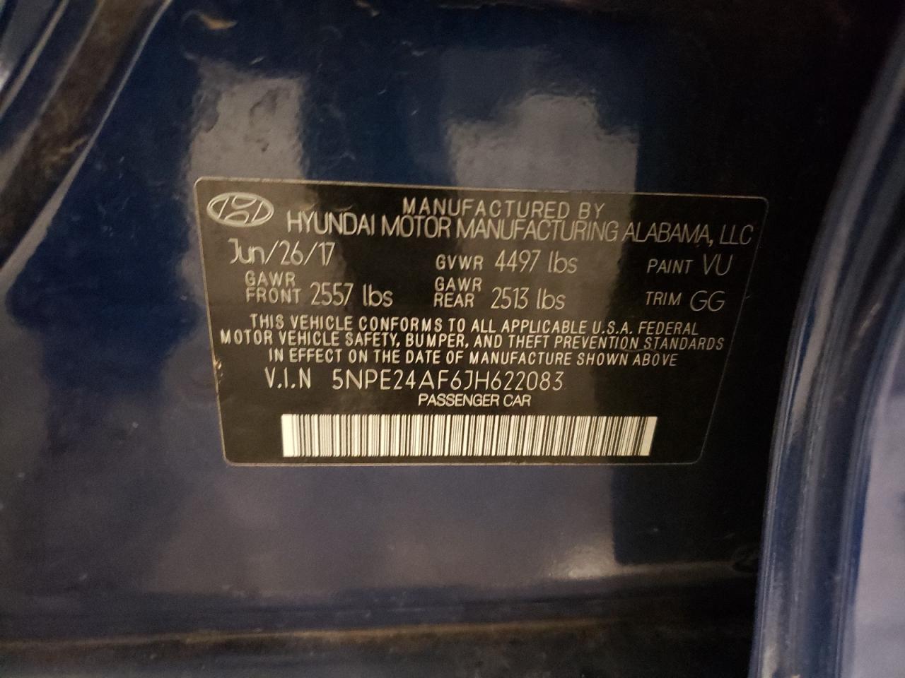 5NPE24AF6JH622083 2018 Hyundai Sonata Se