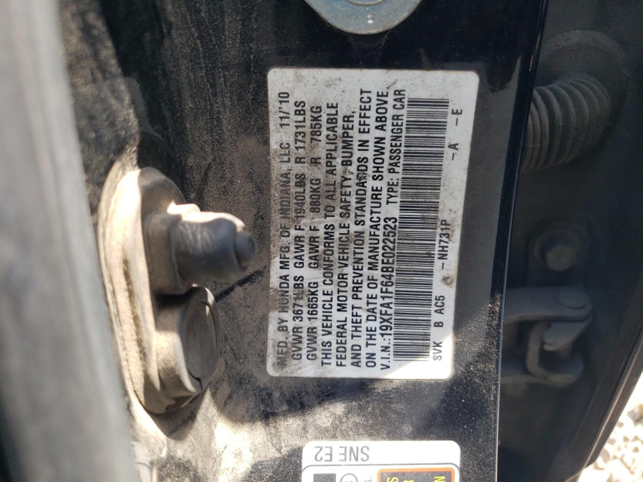 19XFA1F64BE022523 2011 Honda Civic Lx-S 19XFA1F64BE022523 2011 Honda Civic Lx-S