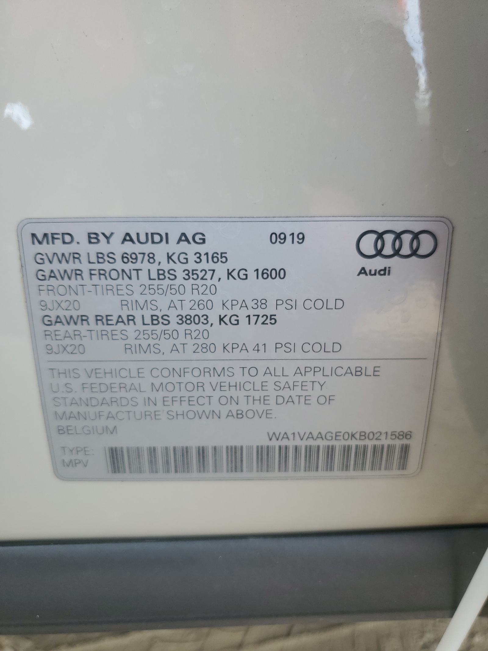 WA1VAAGE0KB021586 2019 Audi E-Tron Prestige