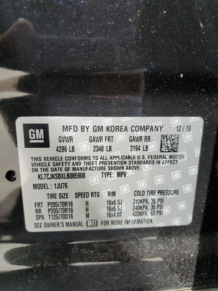 2020 Chevrolet Trax Ls VIN: KL7CJKSBXLB085908 Lot: 64123574