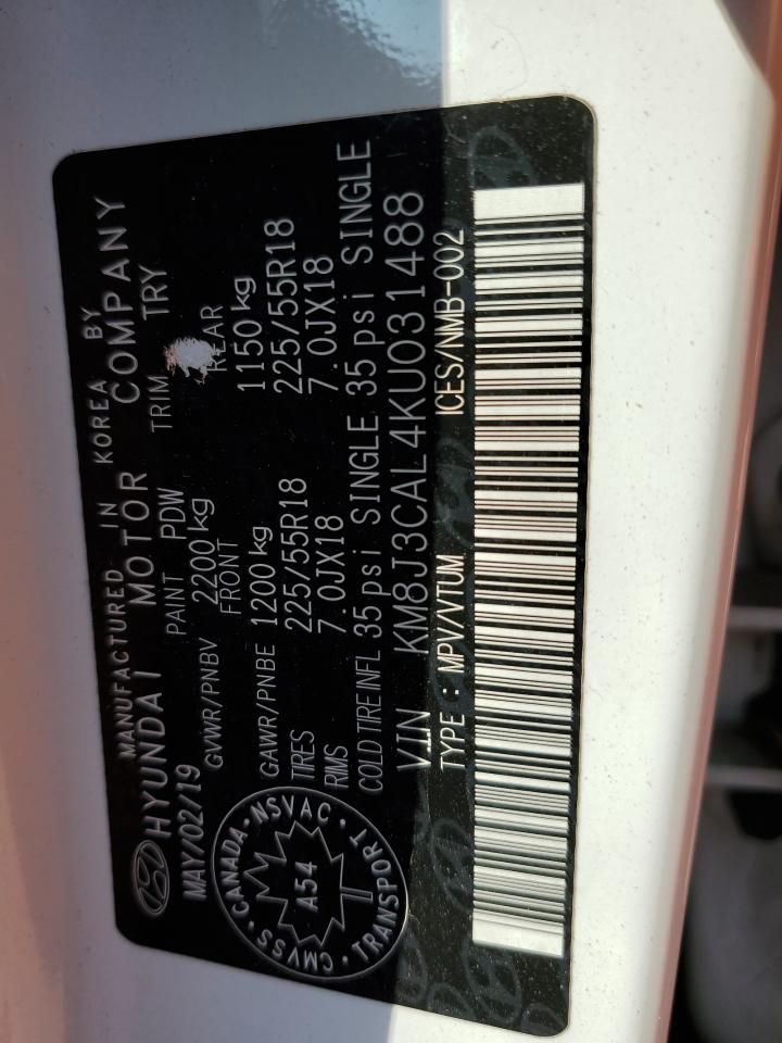 2019 Hyundai Tucson Limited VIN: KM8J3CAL4KU031488 Lot: 67082874