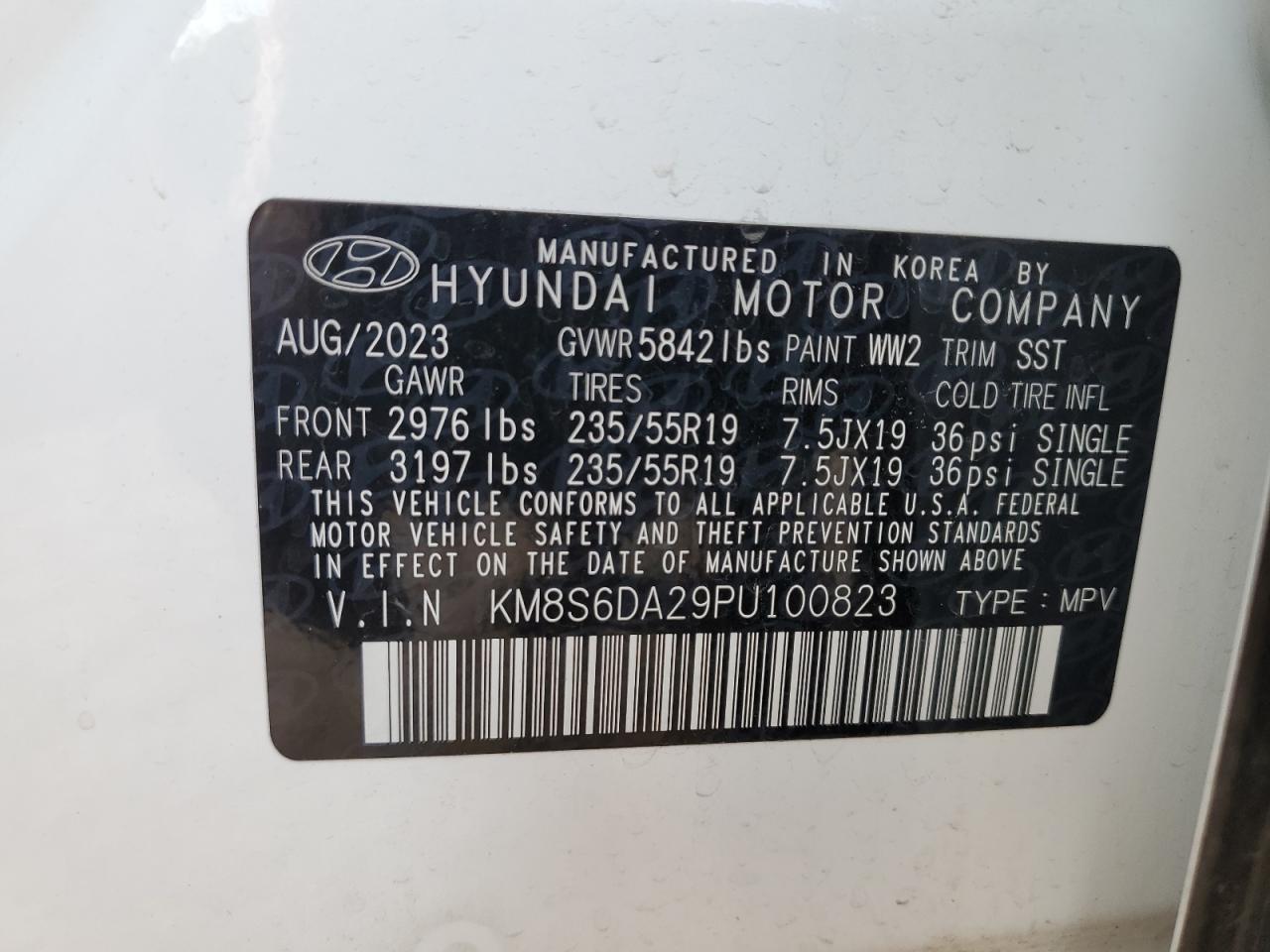 2023 Hyundai Santa Fe Sel VIN: KM8S6DA29PU100823 Lot: 68830464