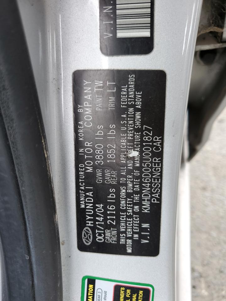 2005 Hyundai Elantra Gls VIN: KMHDN46D05U001827 Lot: 68670334