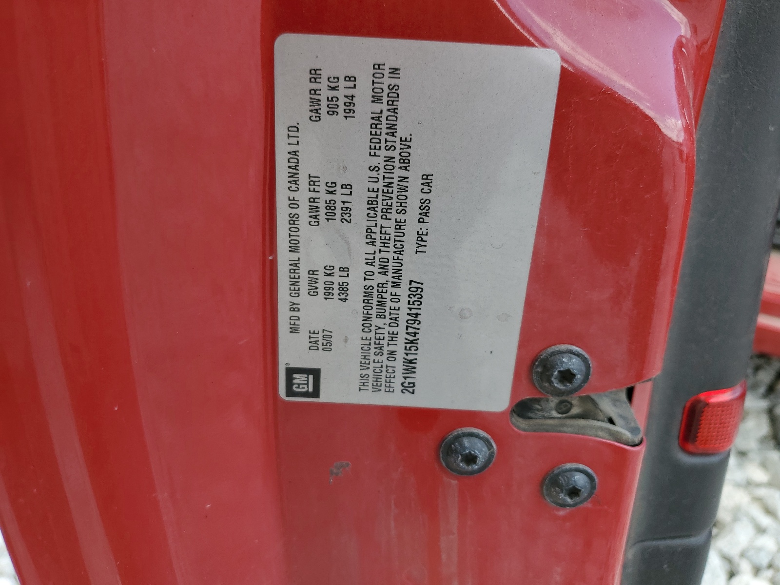 2G1WK15K479415397 2007 Chevrolet Monte Carlo Lt