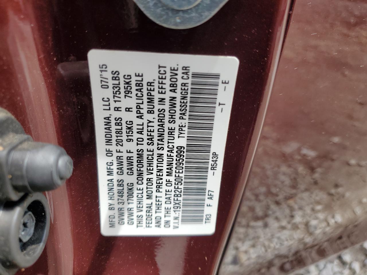 19XFB2F50FE095999 2015 Honda Civic Lx