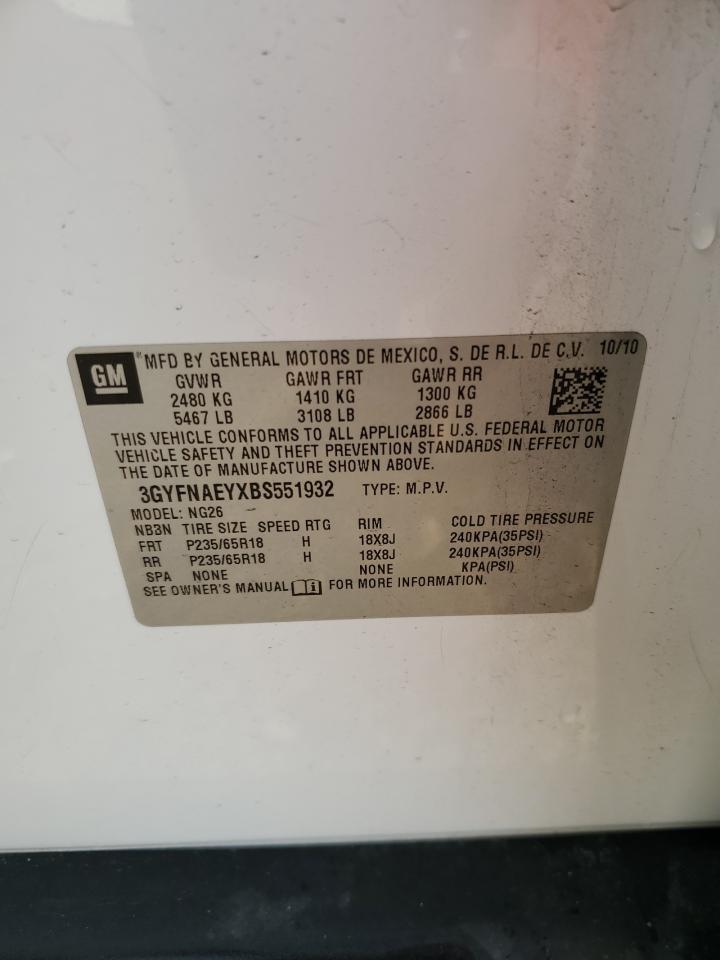 2011 Cadillac Srx Luxury Collection VIN: 3GYFNAEYXBS551932 Lot: 68430534