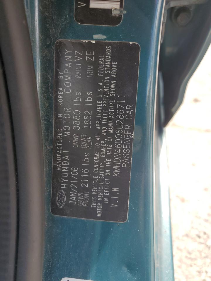 2006 Hyundai Elantra Gls VIN: KMHDN46D06U286711 Lot: 66535914