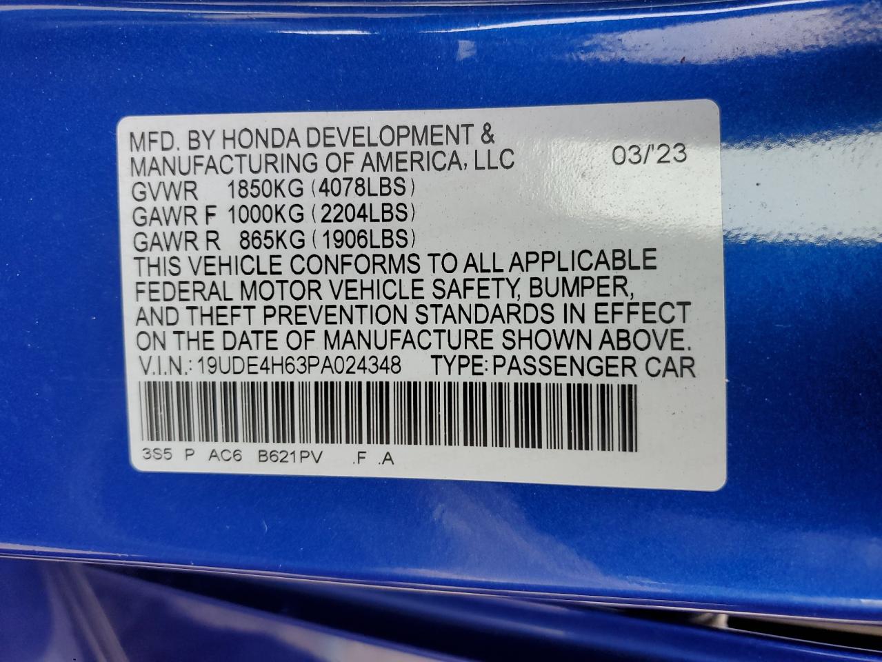 19UDE4H63PA024348 2023 Acura Integra A-Spec Tech