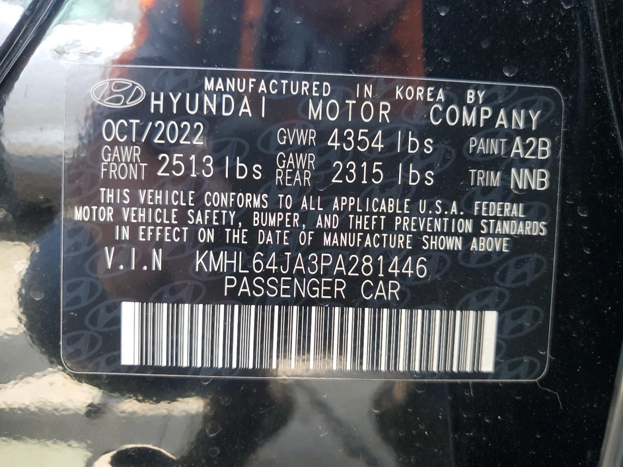 2023 Hyundai Sonata Sel VIN: KMHL64JA3PA281446 Lot: 66682044