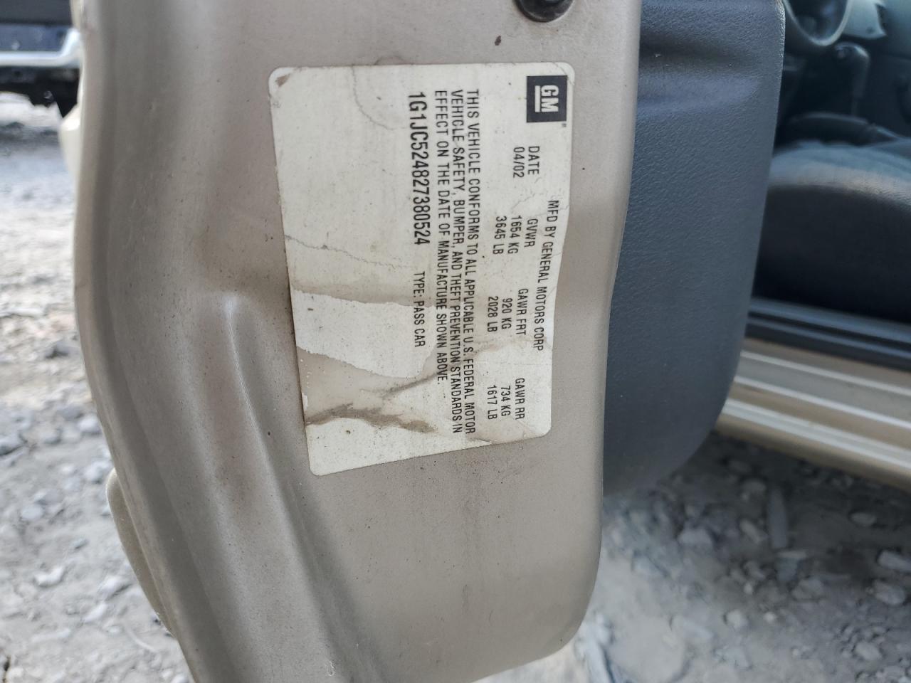 2002 Chevrolet Cavalier Base VIN: 1G1JC524827380524 Lot: 71421574