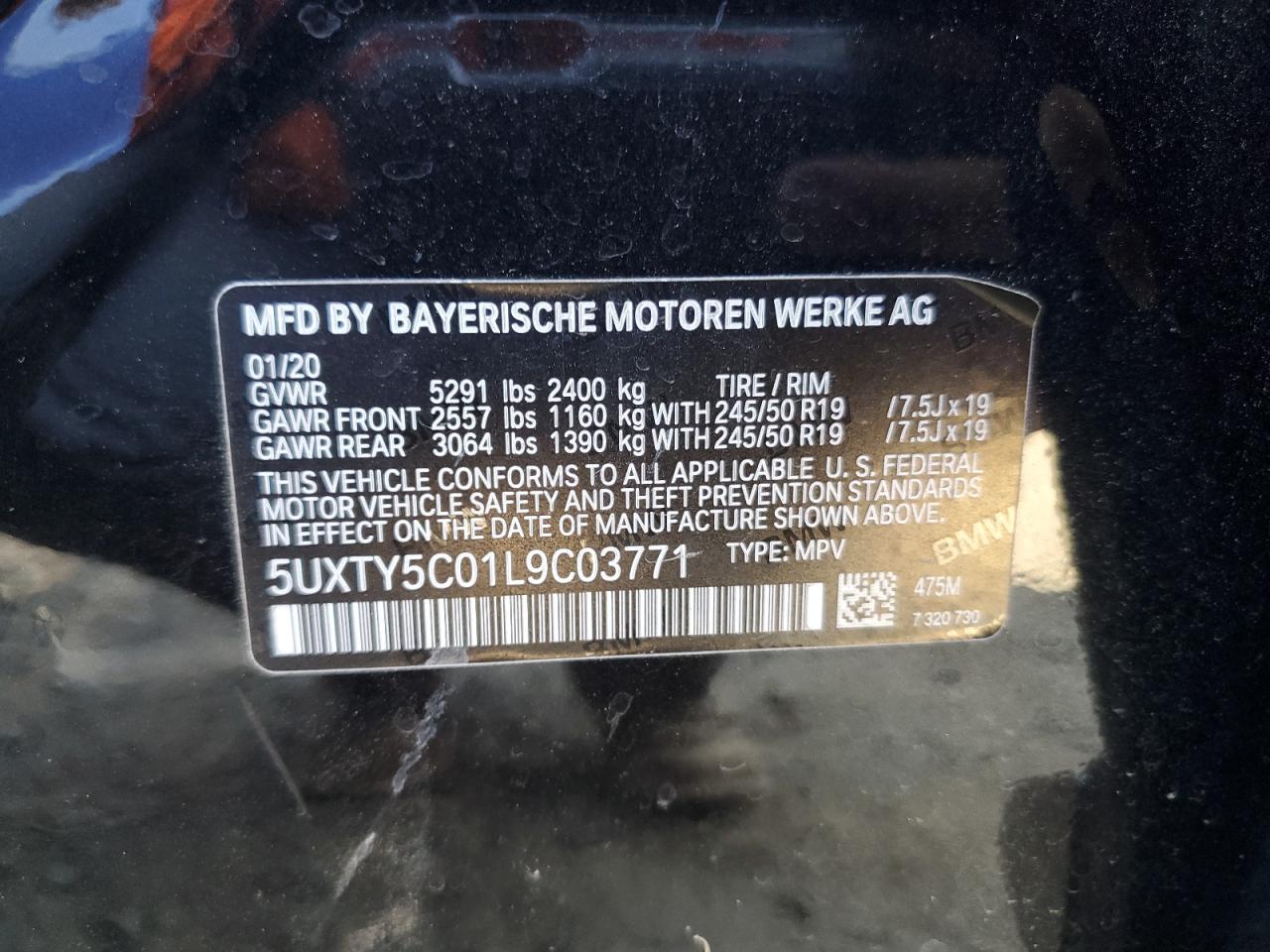 VIN 5UXTY5C01L9C03771 2020 BMW X3 no.13