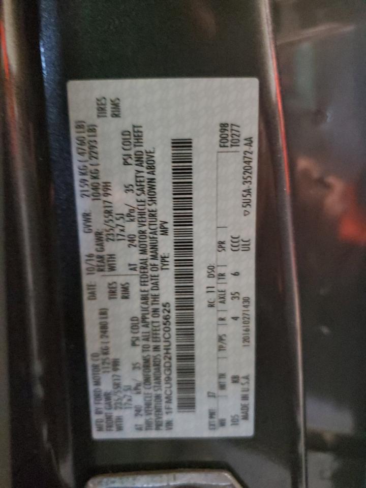 2017 Ford Escape Se VIN: 1FMCU9GD2HUC05625 Lot: 66072314