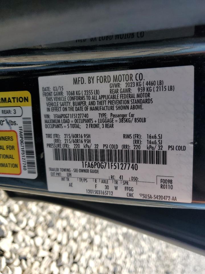 2015 Ford Fusion S VIN: 1FA6P0G71F5127740 Lot: 66768194