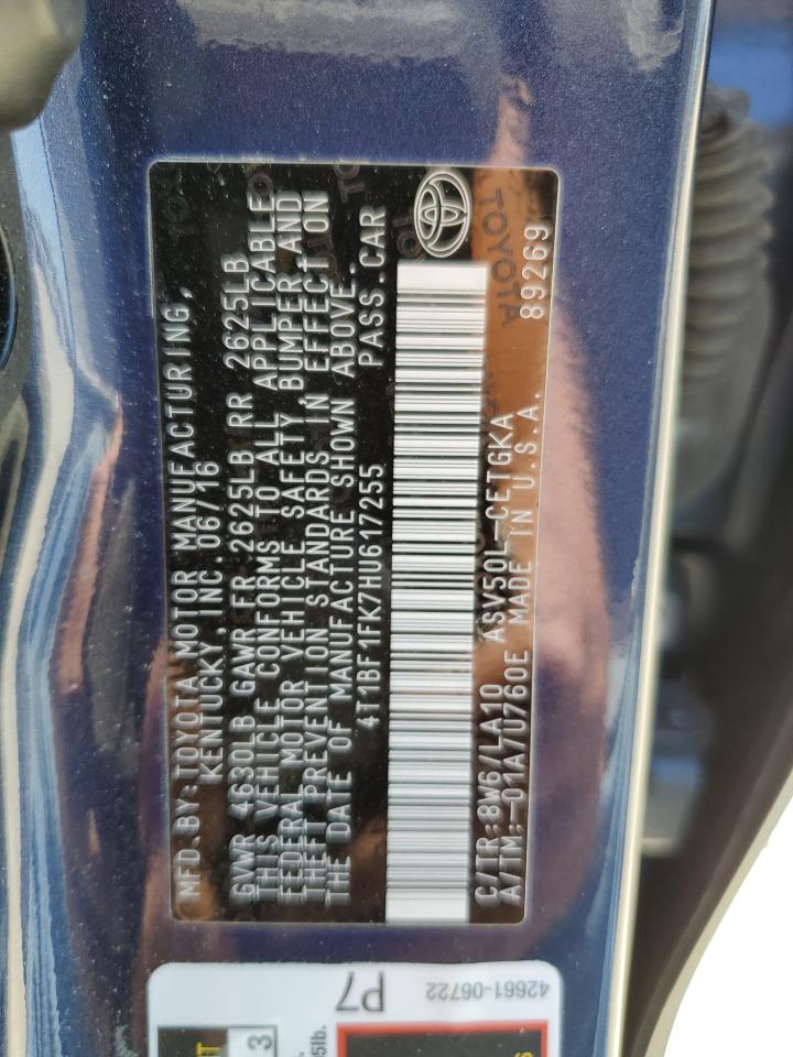 4T1BF1FK7HU617255 2017 Toyota Camry Le