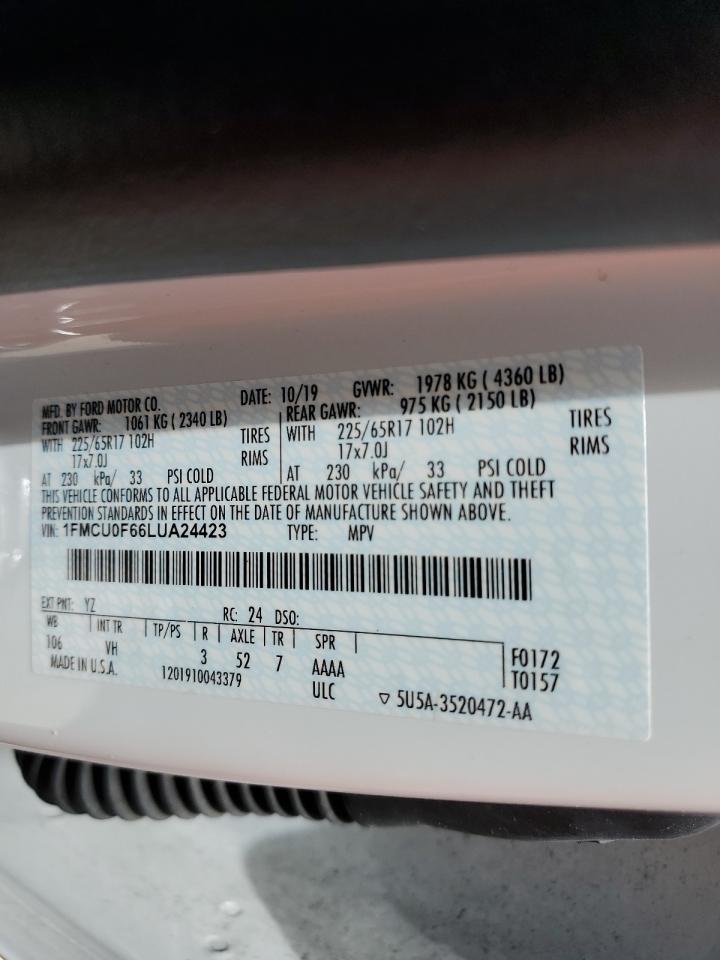 2020 Ford Escape S VIN: 1FMCU0F66LUA24423 Lot: 65946344