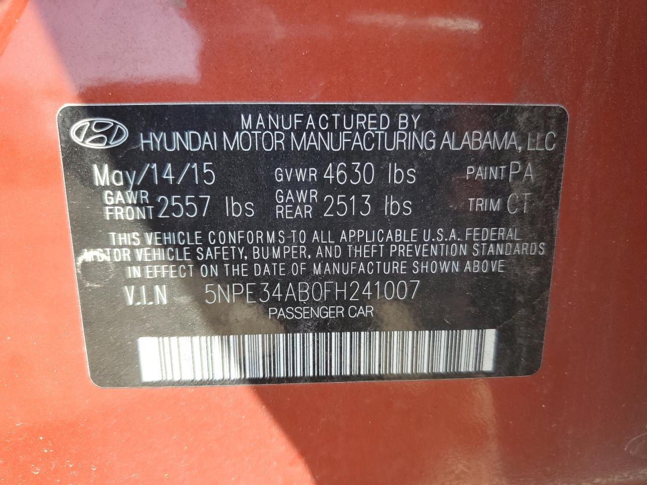 5NPE34AB0FH241007 2015 Hyundai Sonata Sport